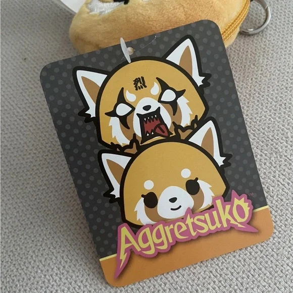 Sanrio Aggretsuko Gund Double Sided Two Faced Plush Coin Pouch Keychain NWT 3” - Picture 5 of 8